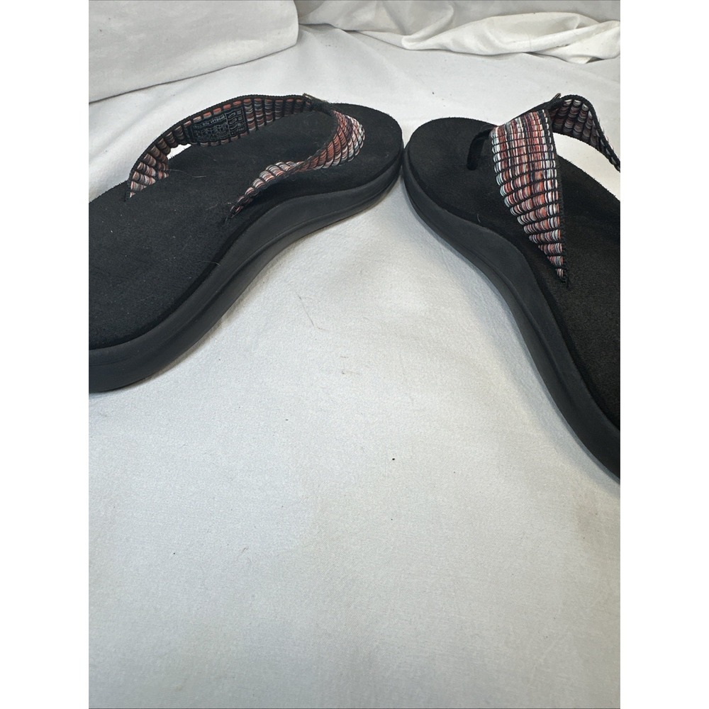 Teva Olowahu Womens Size 8 Black Multi Color Striped Mush Sole Flip Flop Sandals - Picture 9 of 10
